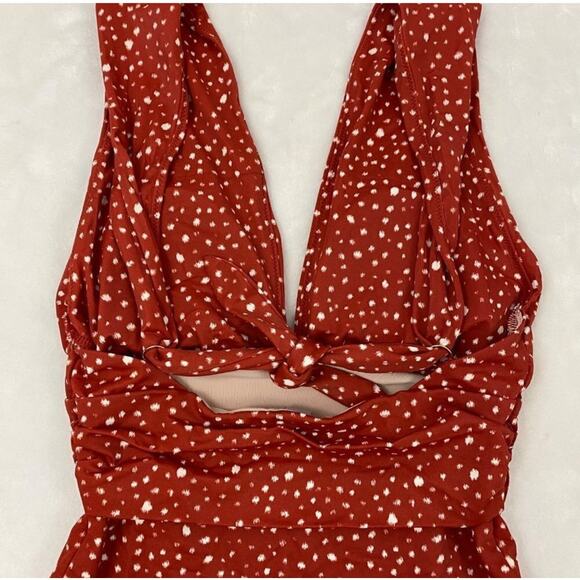 NWT‎ Chelsea28 Women's Small Red Polka Dot Deep Plunge One-Piece Swimsuit - Picture 6 of 7